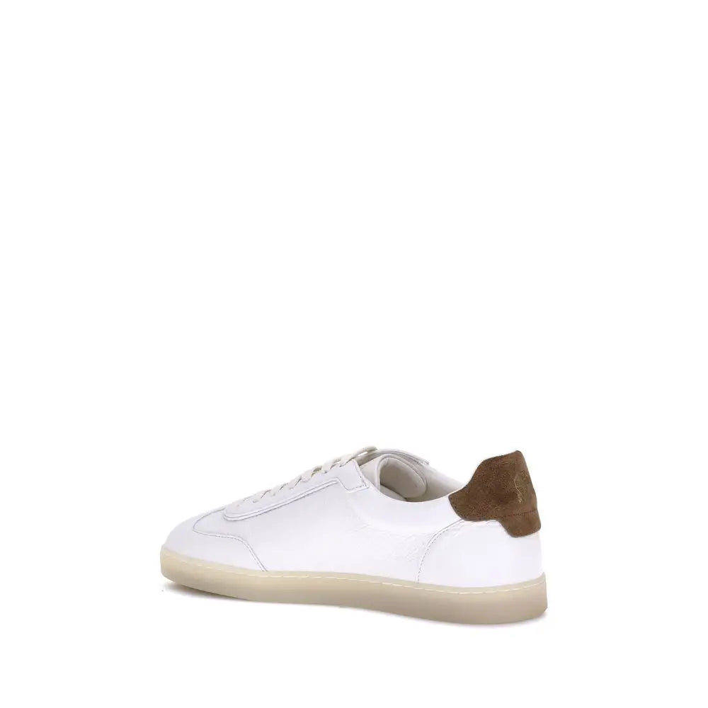 Brunello Cucinelli Weiße Kalbshaut Bos Taurus Sneakers mit niedrigem Schaft