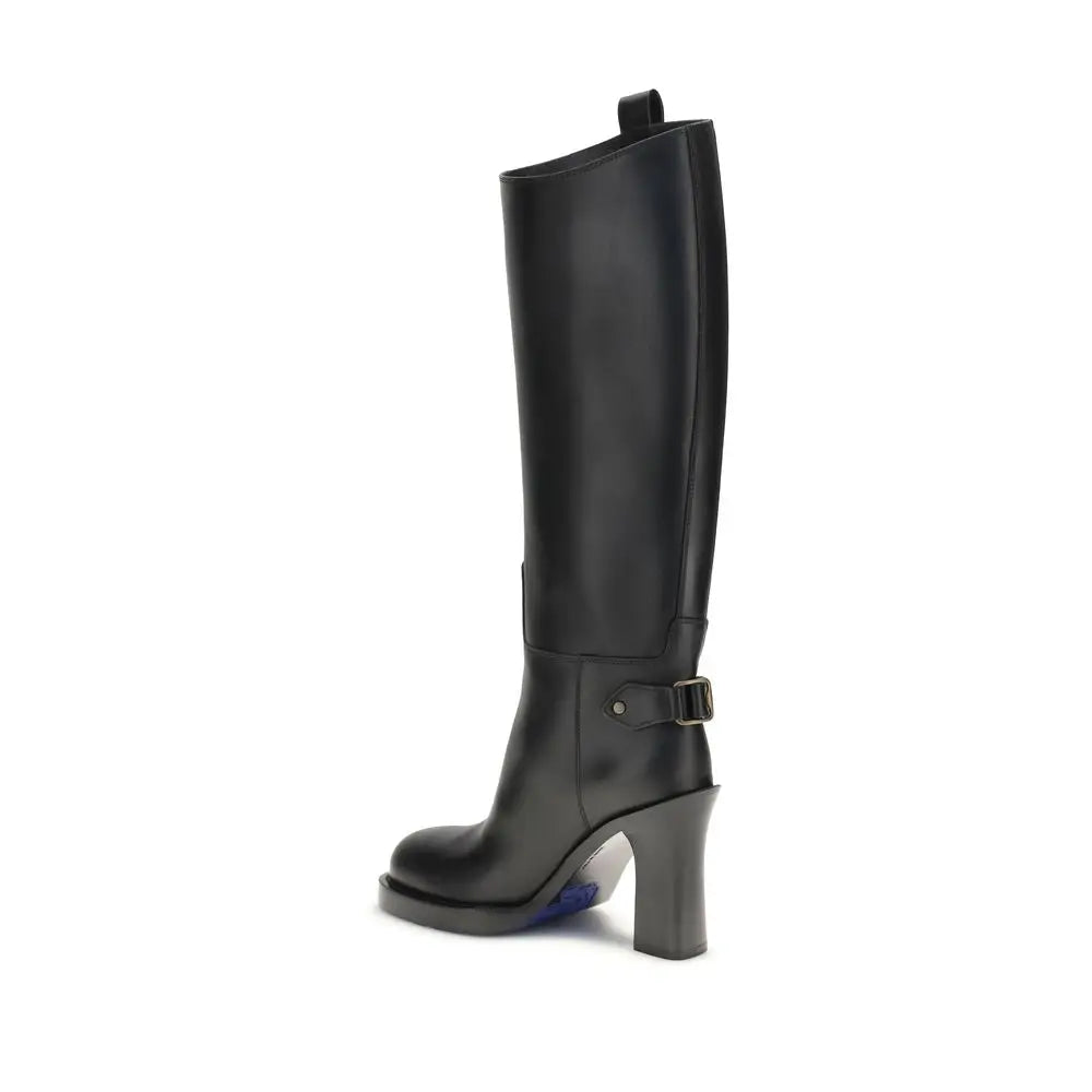 Burberry Schwarze Kalbsleder Bos Taurus High Heel Stiefel