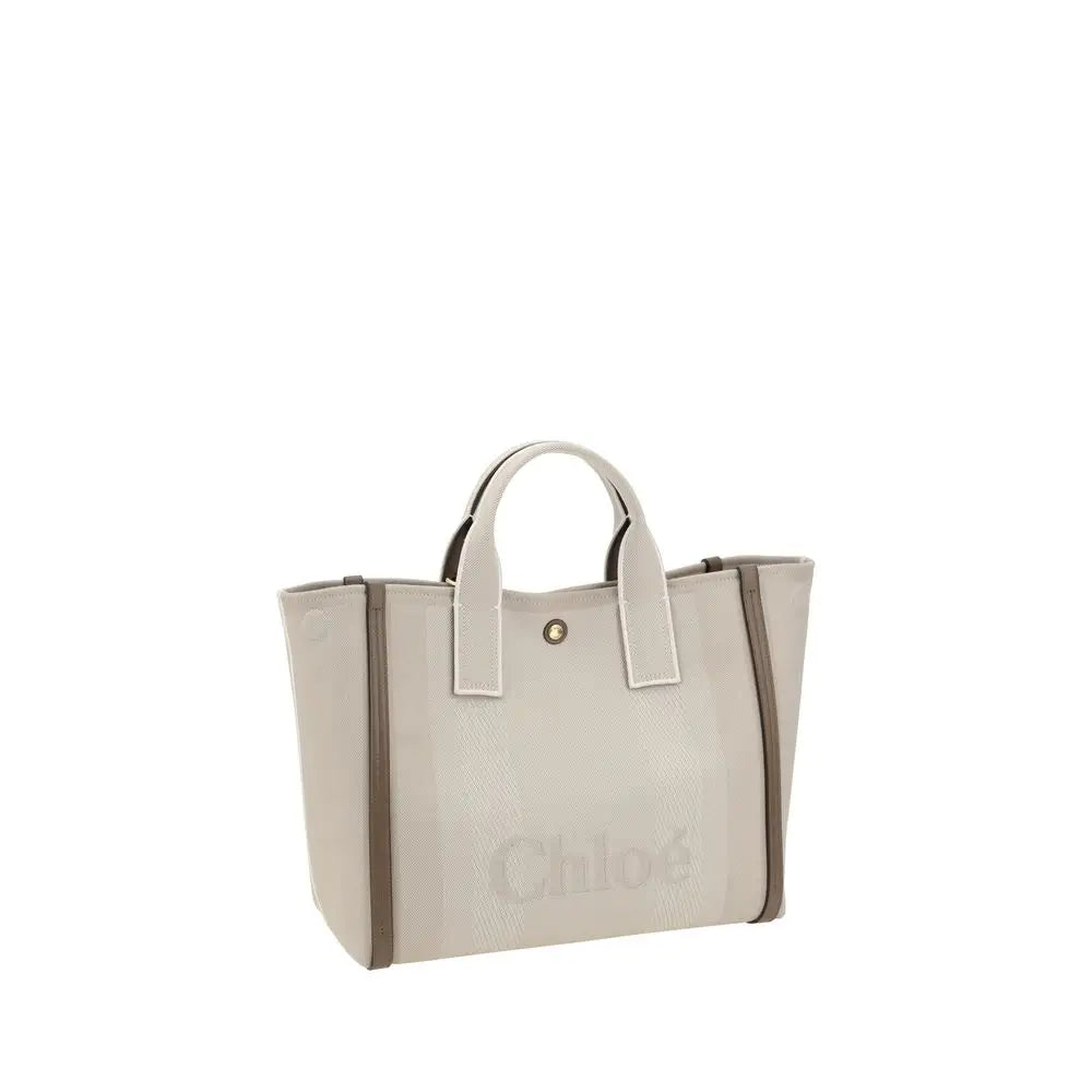 Chloé Beigefarbene Baumwollhandtasche