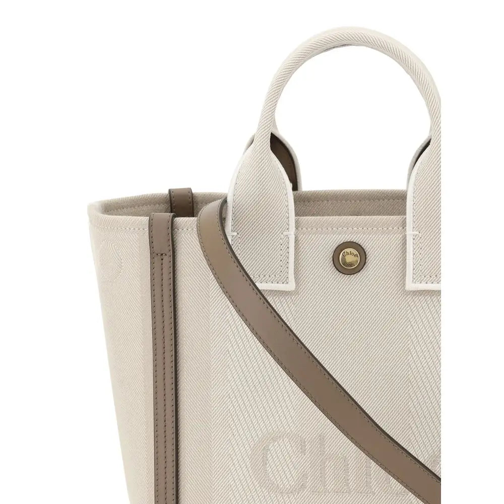 Chloé Beigefarbene Baumwollhandtasche