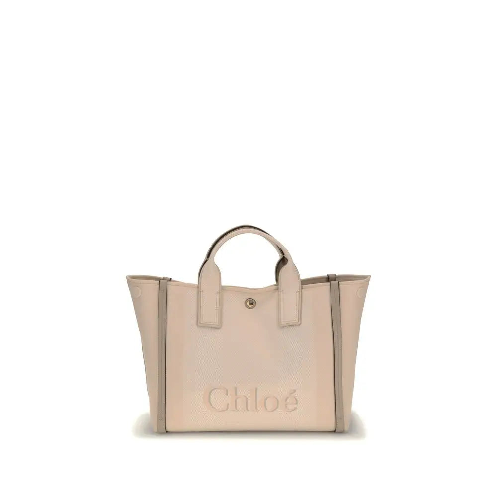 Chloé Beigefarbene Baumwollhandtasche