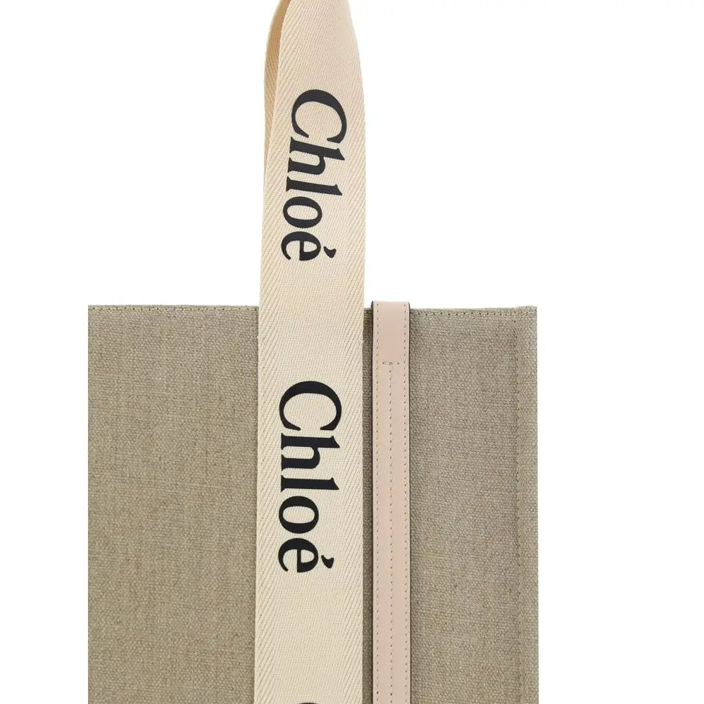 Chloé Beigefarbene Leinen-Umhängetasche