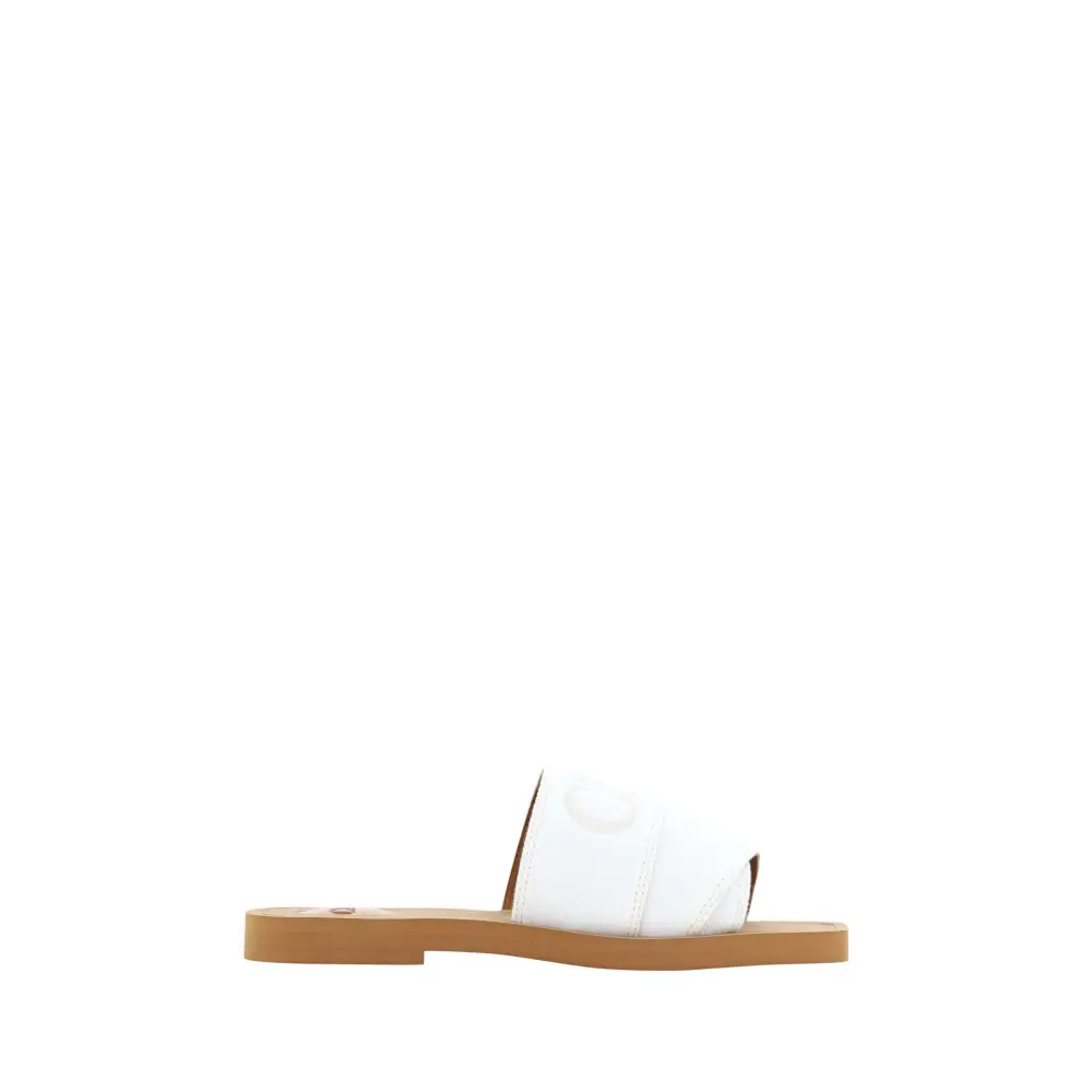 Chloé Elegante weiße Gleitsandalen aus Baumwolle - EU37/US7