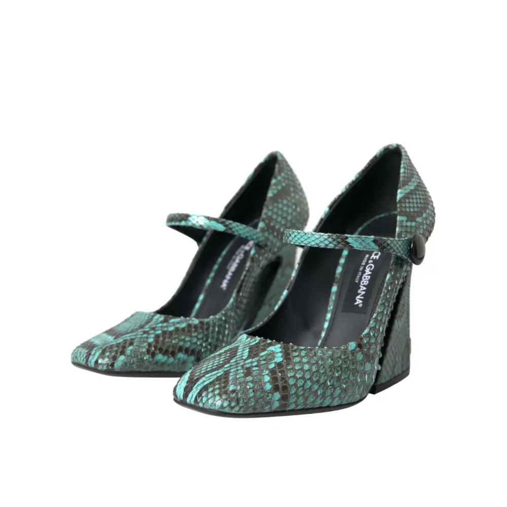 Dolce & Gabbana Aqua Python Leder Mary Jane Pumps - EU39/US8.5