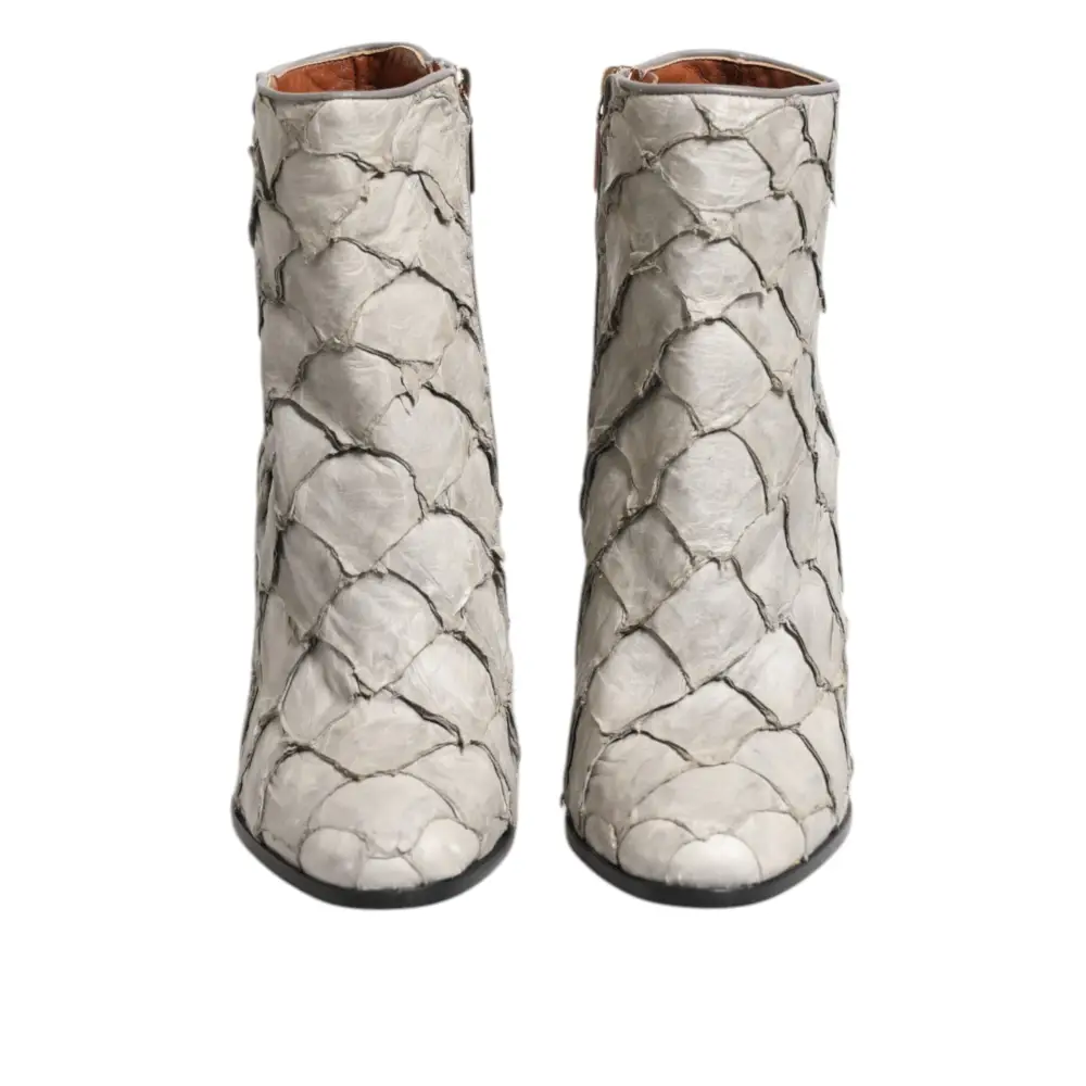 Dolce & Gabbana Aus weißem Leder Heels Stiefeletten Schuhe - EU39/US8.5