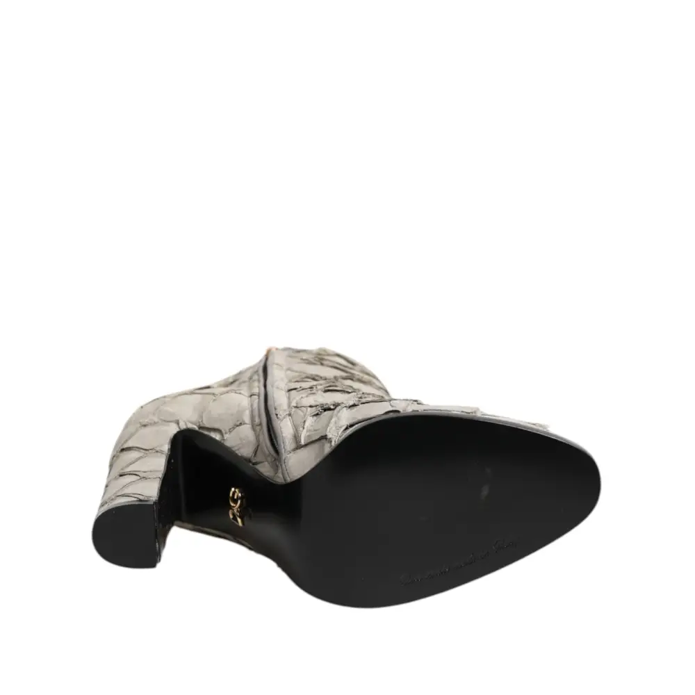 Dolce & Gabbana Aus weißem Leder Heels Stiefeletten Schuhe - EU39/US8.5