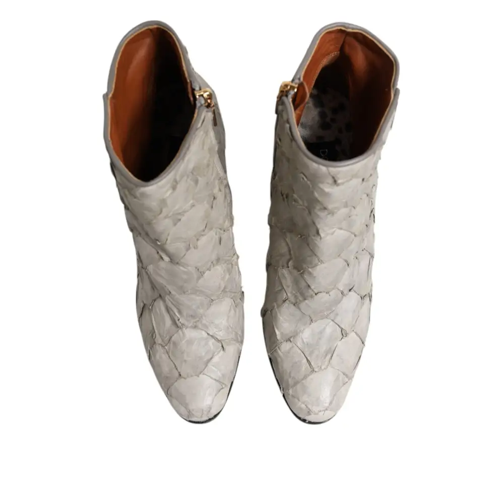 Dolce & Gabbana Aus weißem Leder Heels Stiefeletten Schuhe - EU39/US8.5