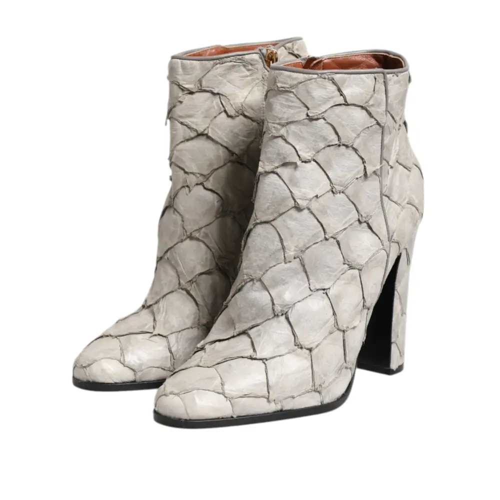 Dolce & Gabbana Aus weißem Leder Heels Stiefeletten Schuhe - EU39/US8.5