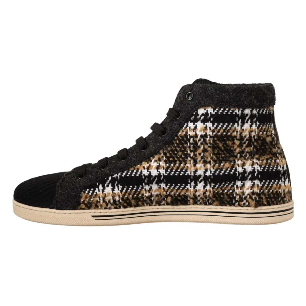 Dolce & Gabbana Beige Braun Wolle Baumwolle High Top Sneakers - EU44/US11