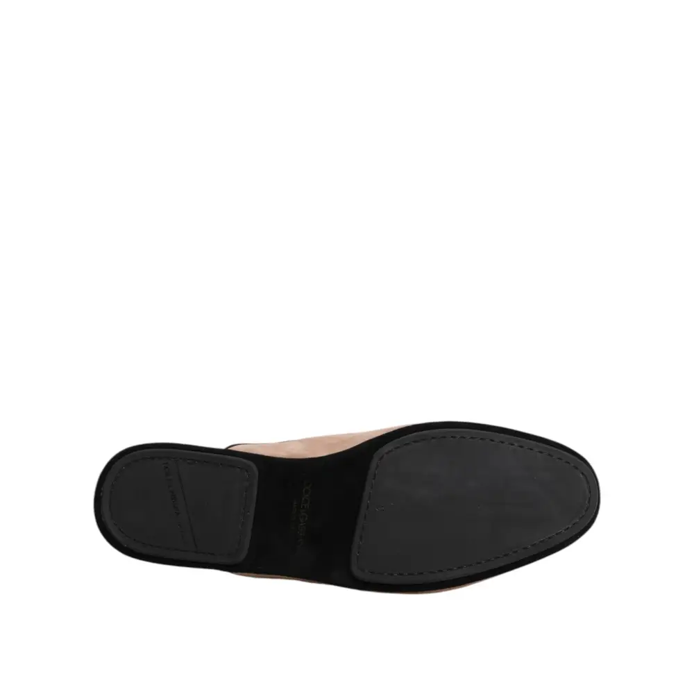 Dolce & Gabbana Beige Capra Wildleder Pantoffeln Flach Hausschuhe - EU43/US10