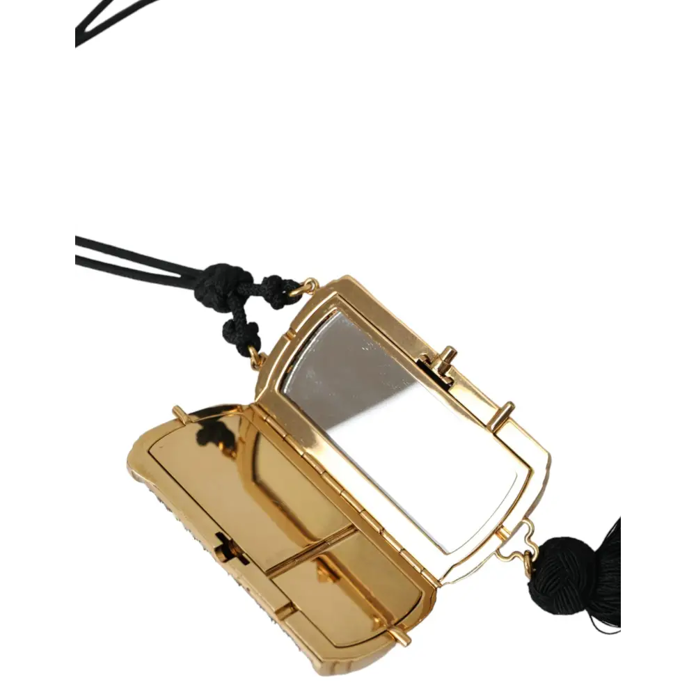 Dolce & Gabbana Beige Exotisches Leder Mini-Spiegel Quaste Make Up Tasche