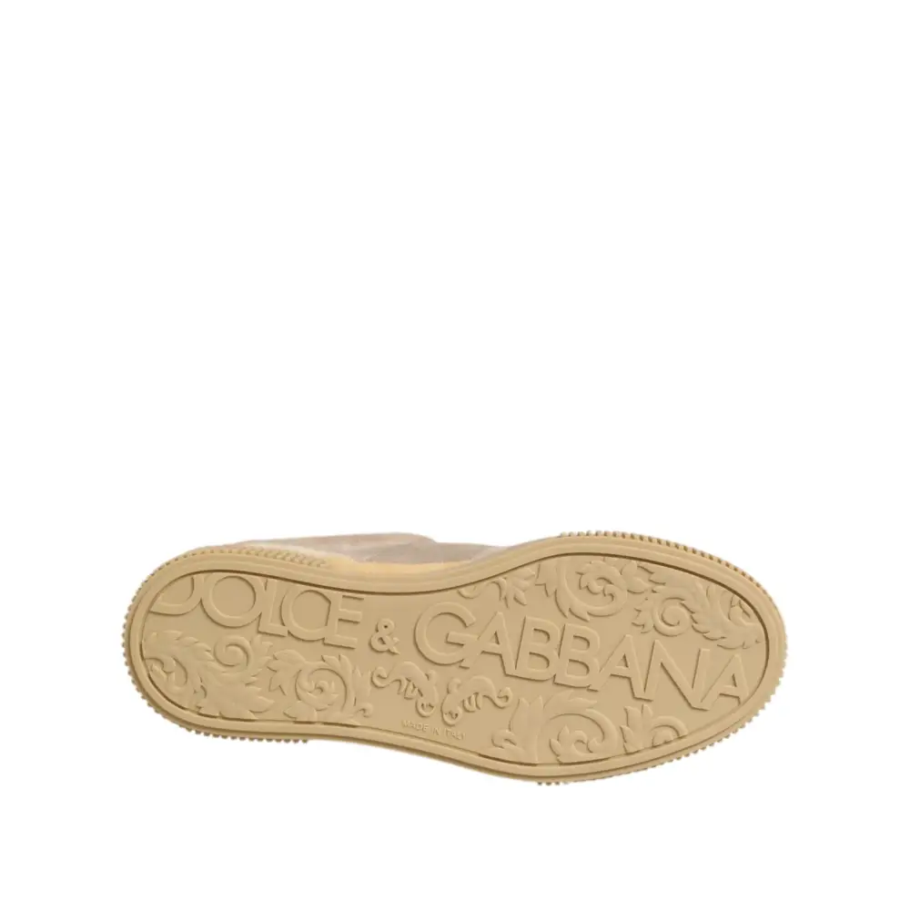 Dolce & Gabbana Beige Leder Miami Low Top Sneakers Männer Schuhe - EU39/US6