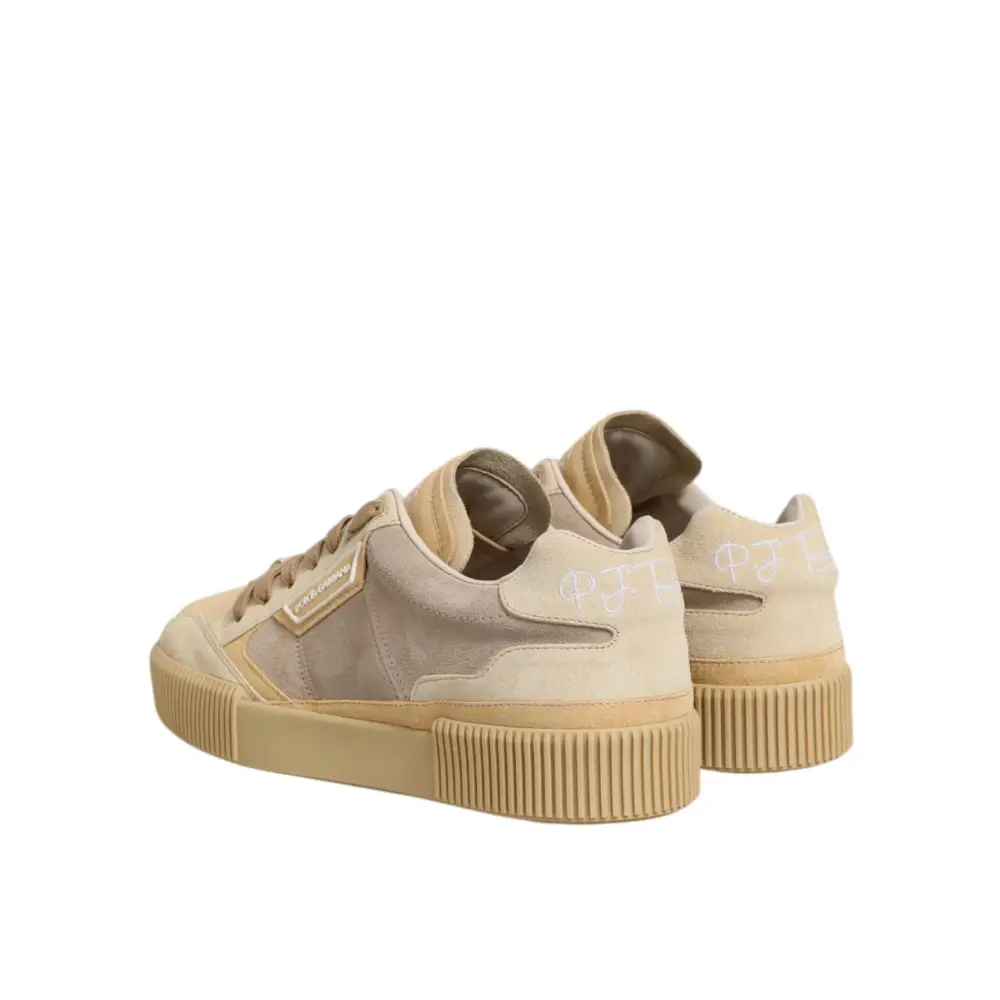 Dolce & Gabbana Beige Leder Miami Low Top Sneakers Männer Schuhe - EU39/US6