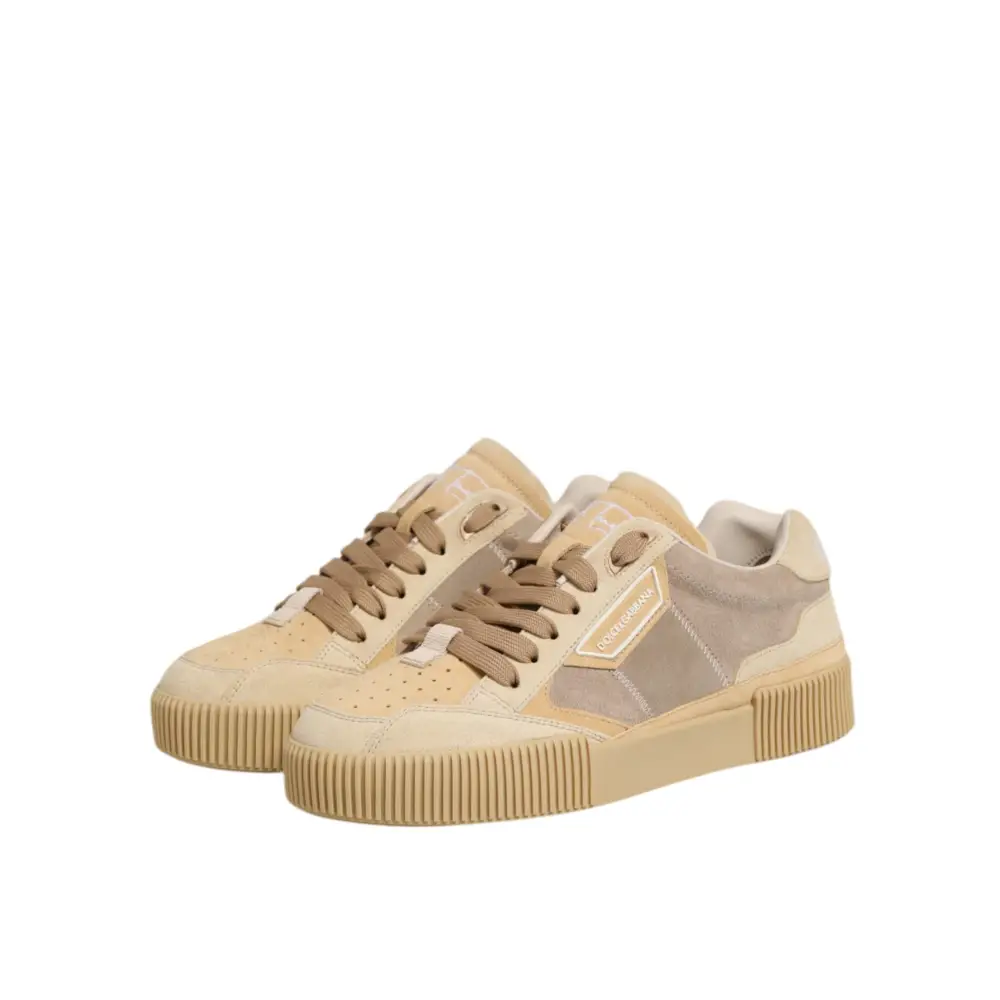 Dolce & Gabbana Beige Leder Miami Low Top Sneakers Männer Schuhe - EU39/US6
