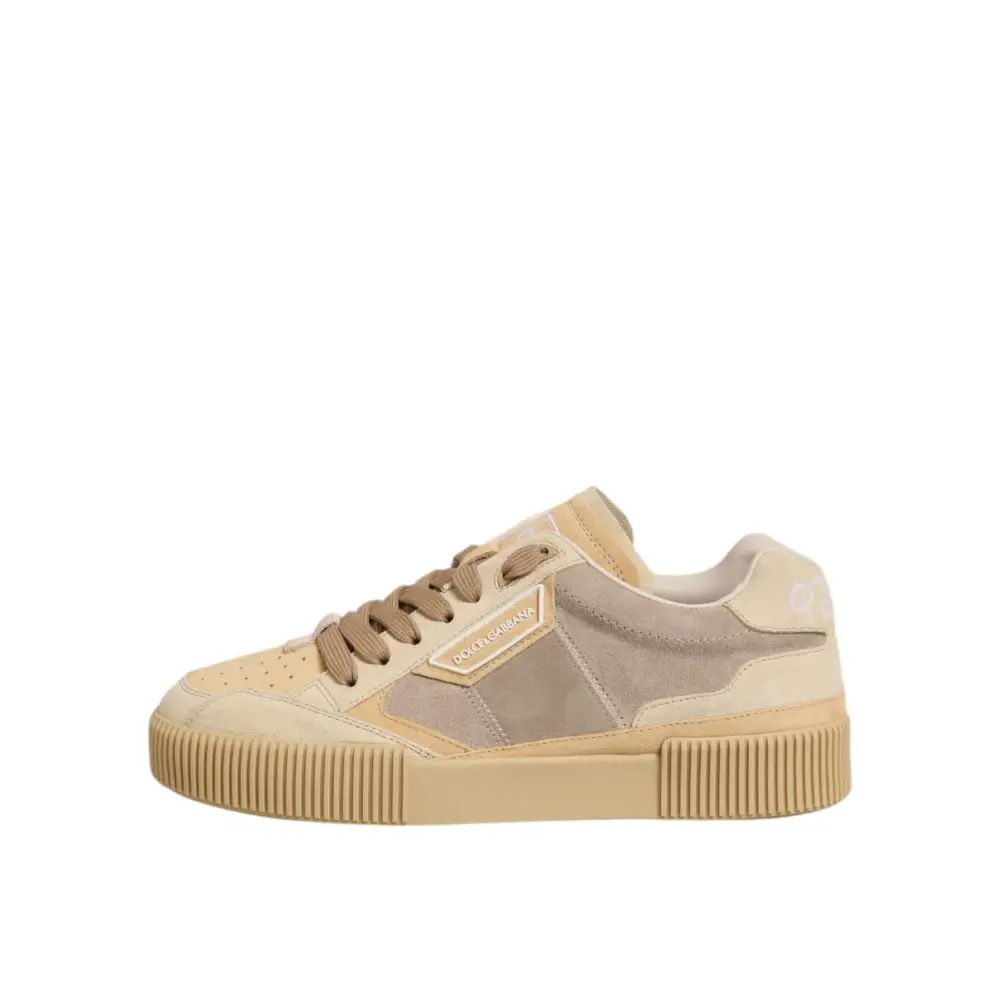 Dolce & Gabbana Beige Leder Miami Low Top Sneakers Männer Schuhe - EU39/US6