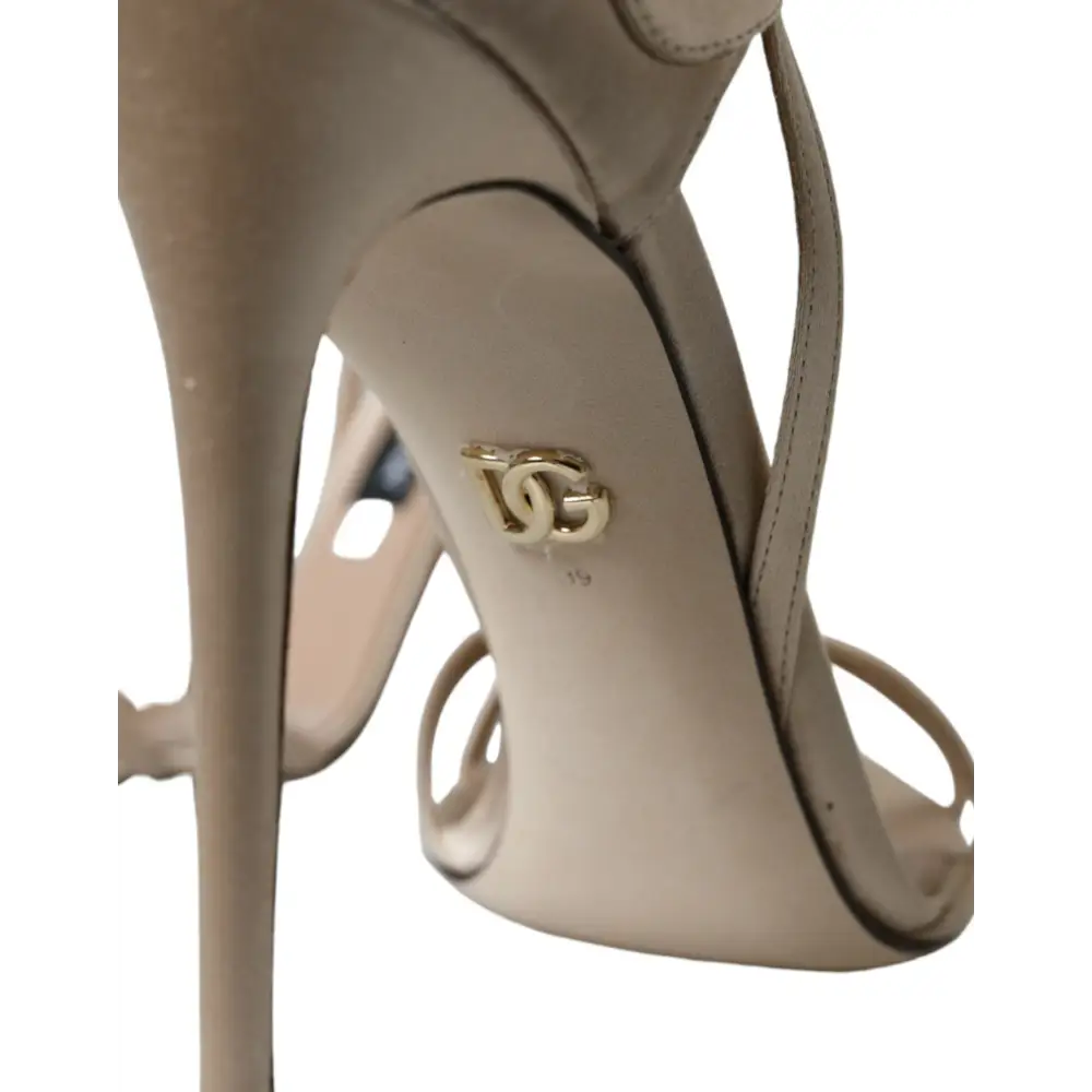 Dolce & Gabbana Beige Leder Riemchensandalen Schuhe - EU39/US8.5