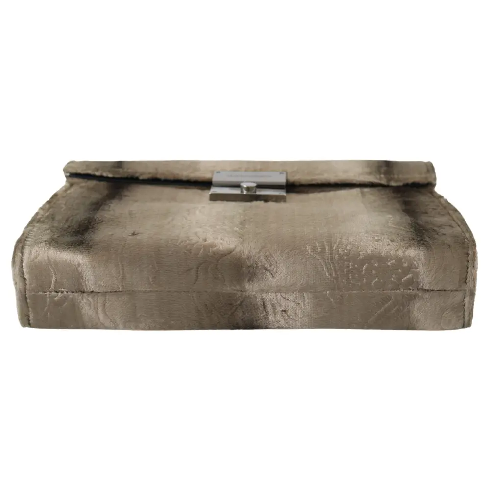 Dolce & Gabbana Beige Samt Floral Leder Männer Dokument Aktentasche