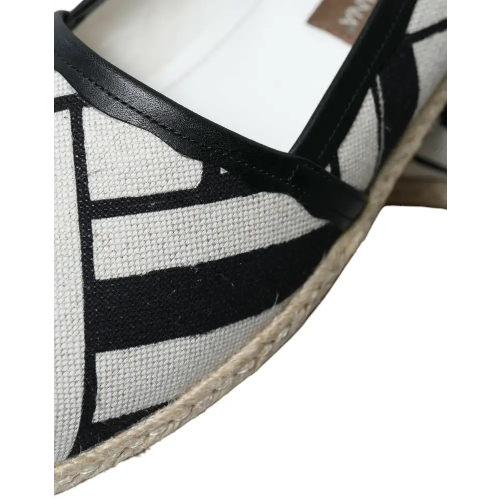 Dolce & Gabbana Beige Schwarz Gestreifte Canvas Espadrilles MONDELLO Schuhe - EU42/US9
