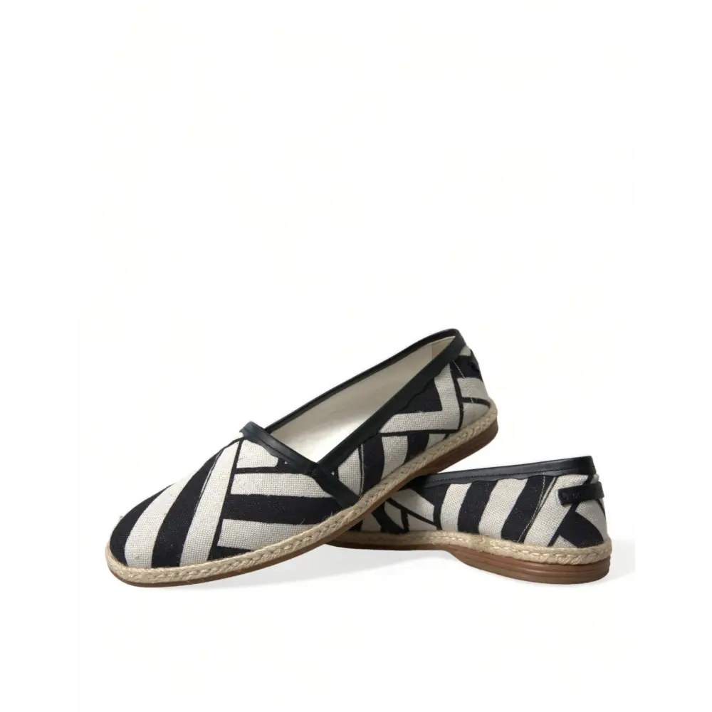 Dolce & Gabbana Beige Schwarz Gestreifte Canvas Espadrilles MONDELLO Schuhe - EU42/US9