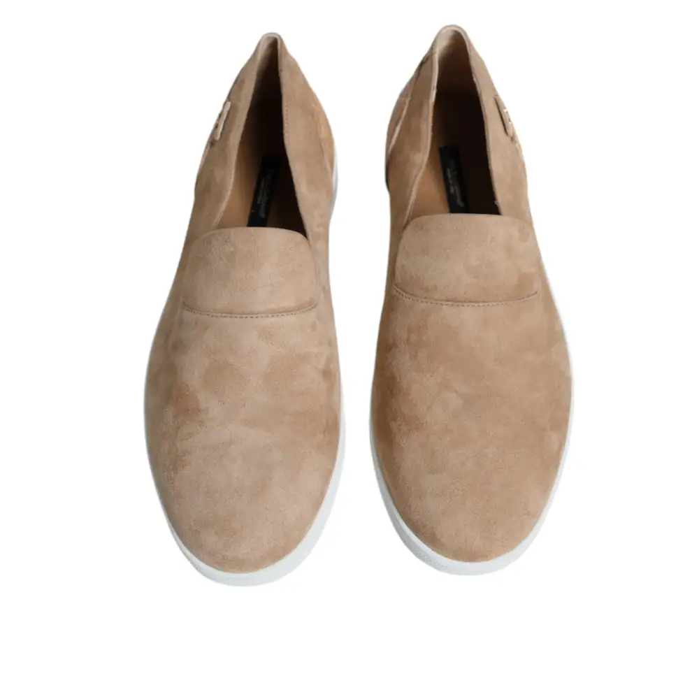 Dolce & Gabbana Beige Wildleder Kaiman Loafers Hausschuhe Schuhe - EU42/US9
