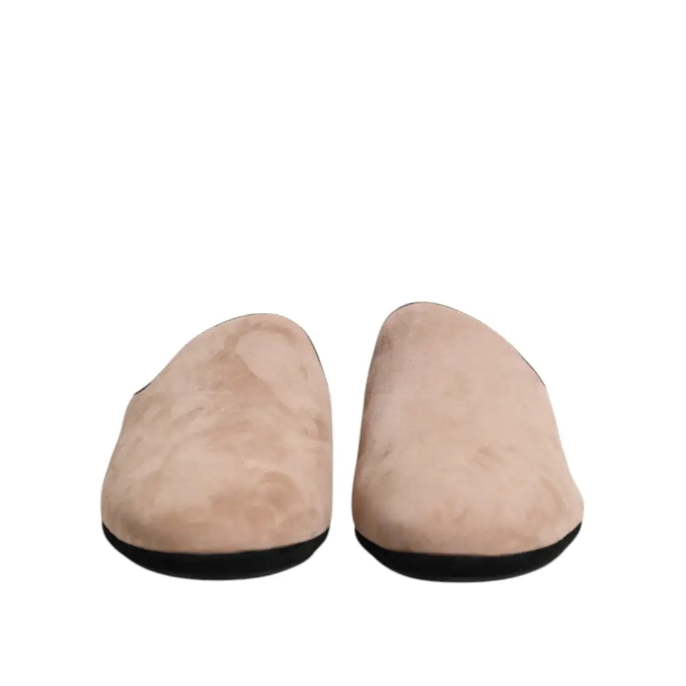 Dolce & Gabbana Beige Wildleder Rutschen Flache Slipper Schuhe - EU43/US10