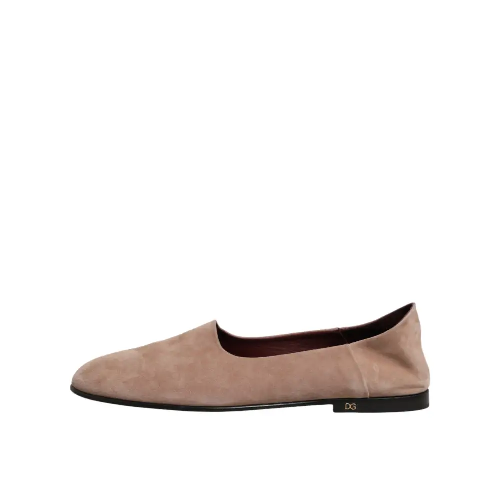 Dolce & Gabbana Beigefarbene Wildleder-Loafer zum Hineinschlüpfen - EU41/US8