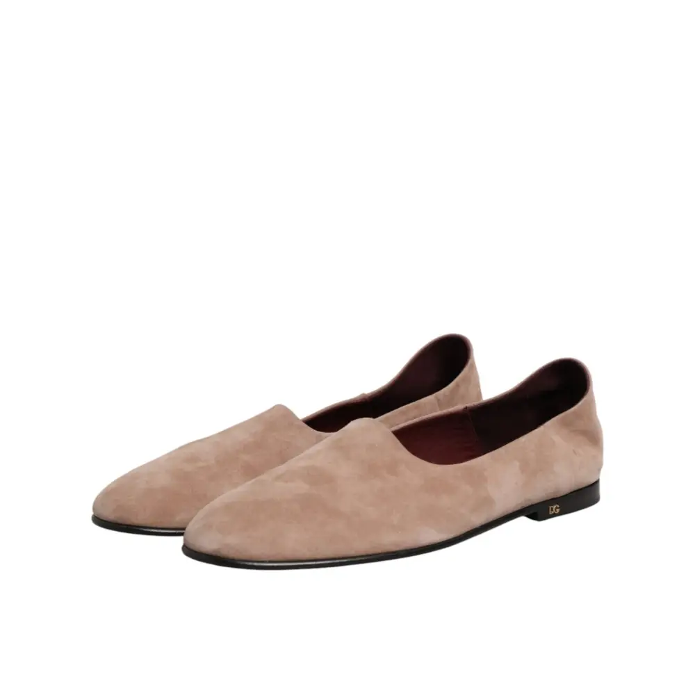 Dolce & Gabbana Beigefarbene Wildleder-Loafer zum Hineinschlüpfen - EU41/US8
