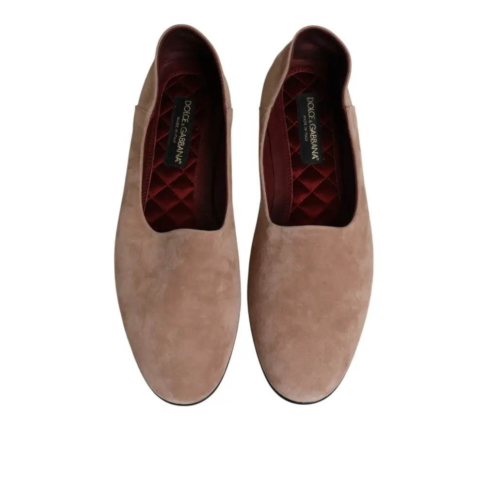 Dolce & Gabbana Beigefarbene Wildleder-Loafer zum Hineinschlüpfen - EU41/US8