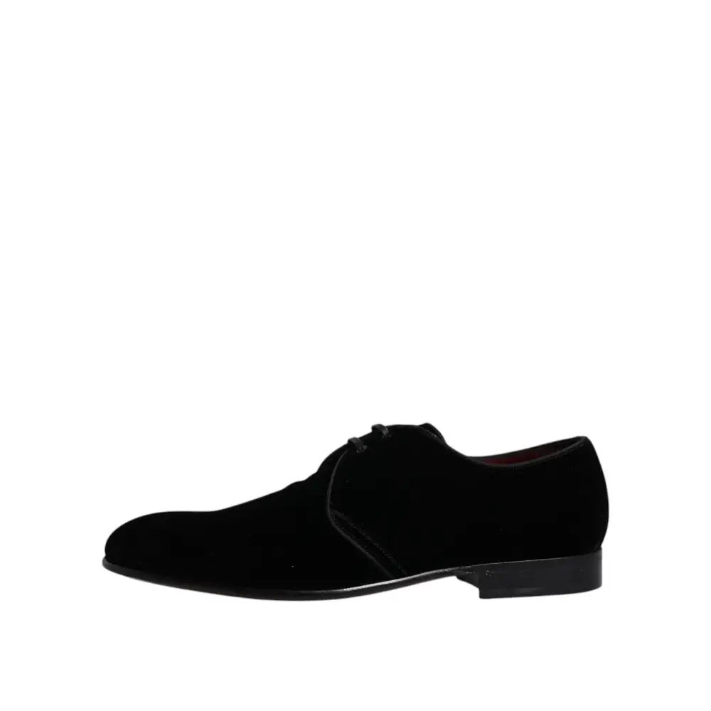 Dolce & Gabbana Black Velvet Leather Lace Up Derby Shoes - EU41.5/US8.5