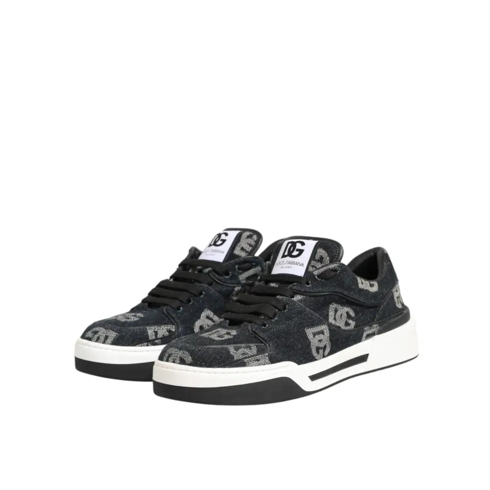 Dolce & Gabbana Blau Baumwolle Denim Logo Low Top Sneakers Schuhe - EU44/US11