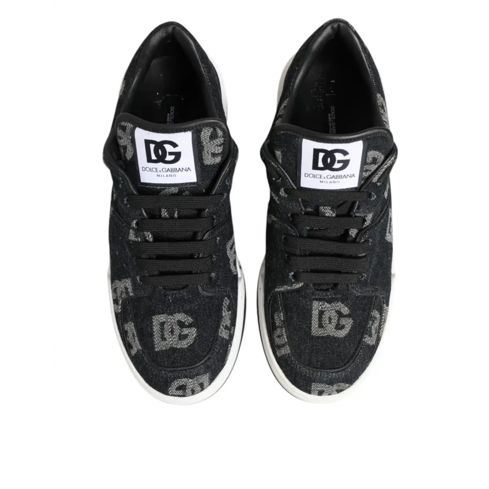 Dolce & Gabbana Blau Baumwolle Denim Logo Low Top Sneakers Schuhe - EU44/US11