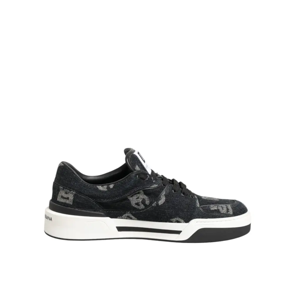 Dolce & Gabbana Blau Baumwolle Denim Logo Low Top Sneakers Schuhe - EU44/US11