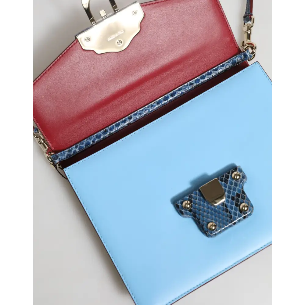 Dolce & Gabbana Blau Beige Exotisches Leder LUCIA Crossbody Tasche