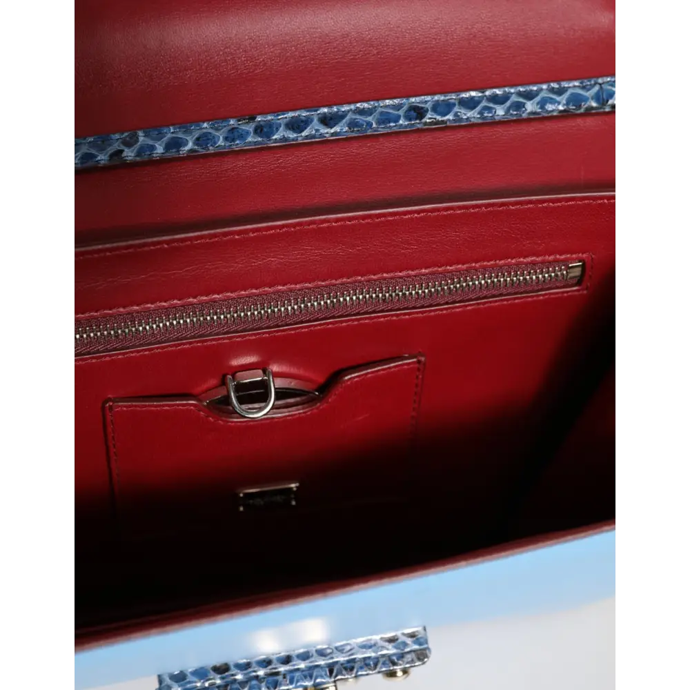 Dolce & Gabbana Blau Beige Exotisches Leder LUCIA Crossbody Tasche