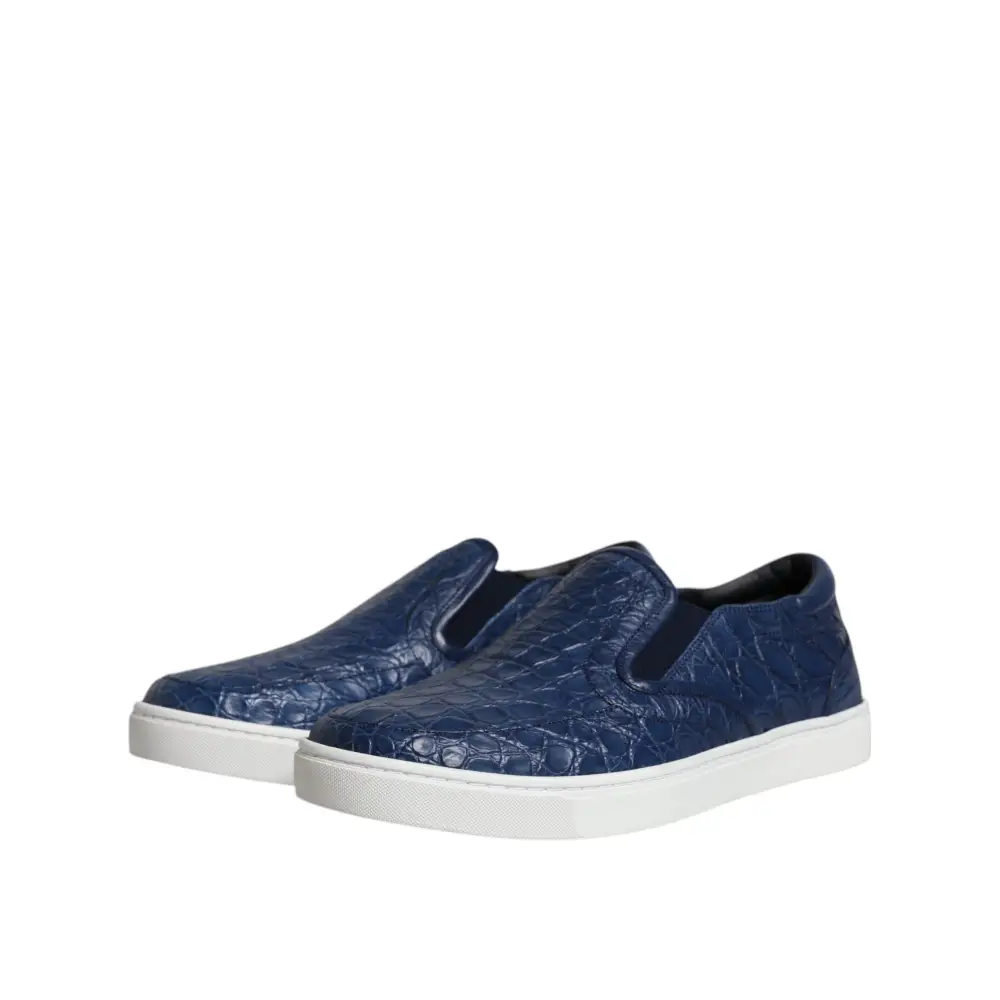 Dolce & Gabbana Blau Croc Exotische Leder Männer Turnschuhe Schuhe - EU41/US8