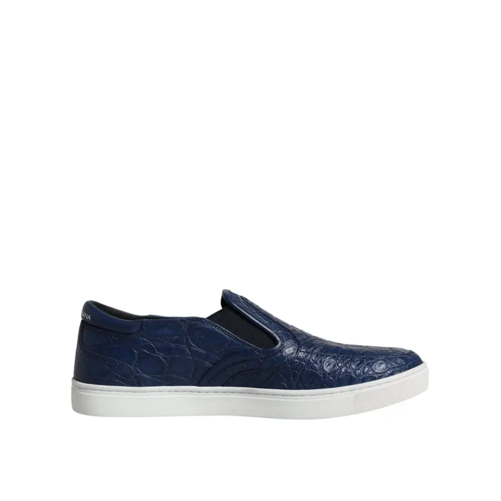 Dolce & Gabbana Blau Croc Exotische Leder Männer Turnschuhe Schuhe - EU41/US8
