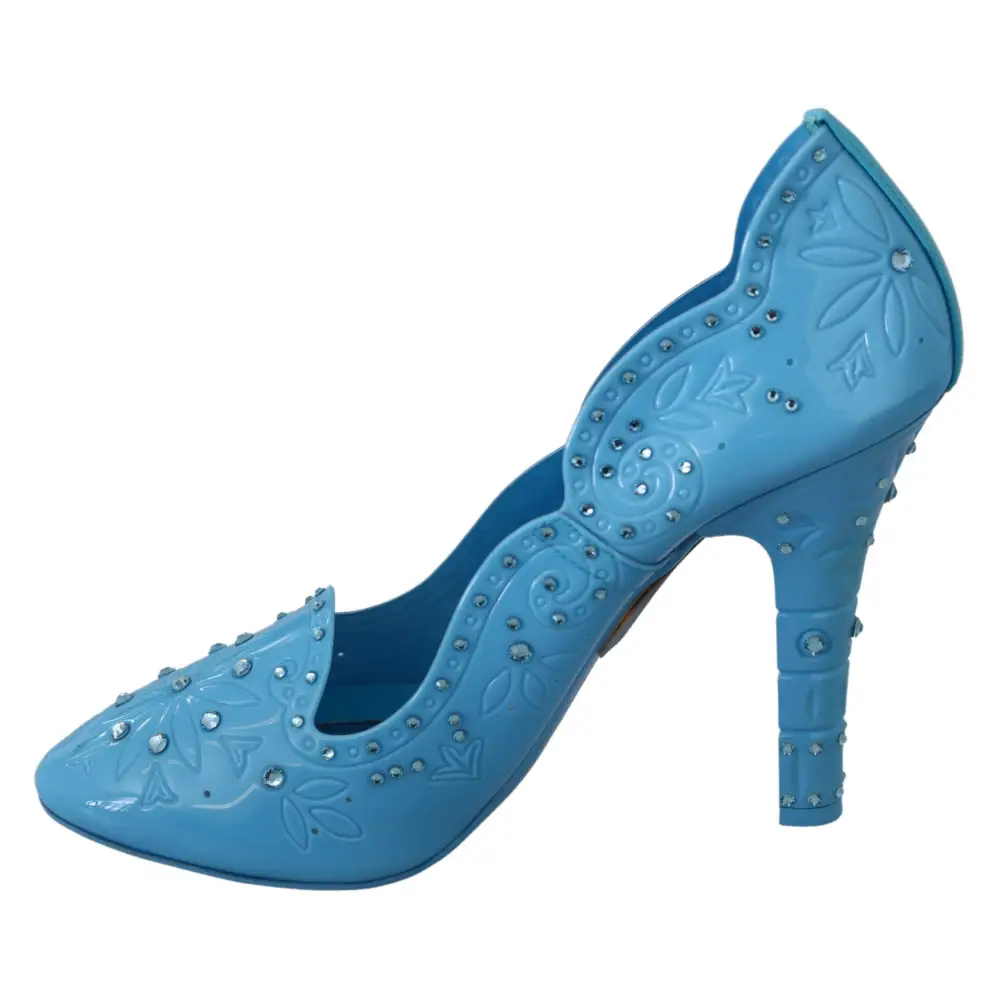 Dolce & Gabbana Blau Kristall Floral CINDERELLA Heels Schuhe - EU39/US8.5