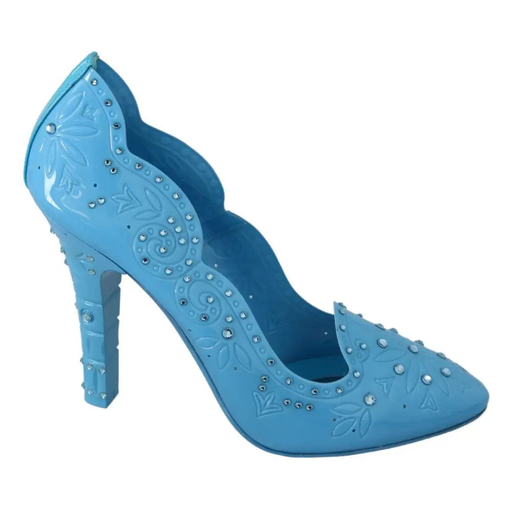 Dolce & Gabbana Blau Kristall Floral CINDERELLA Heels Schuhe - EU39/US8.5