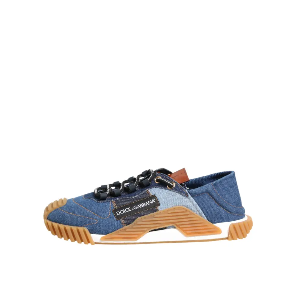 Dolce & Gabbana Blau Lace Up Low Top NS1 Turnschuhe Schuhe - EU43.5/US10.5