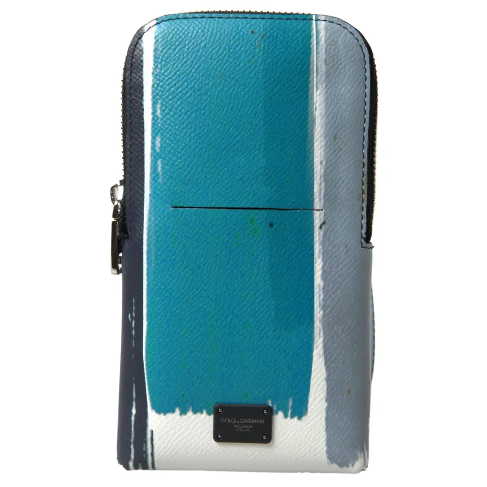 Dolce & Gabbana Blau Leder Geldbörse Crossbody Sling Phone Bag Unisex