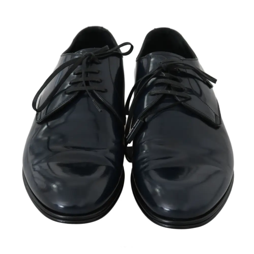 Dolce & Gabbana Blau Leder Kleid Derby Formale Herrenschuhe - EU39/US6