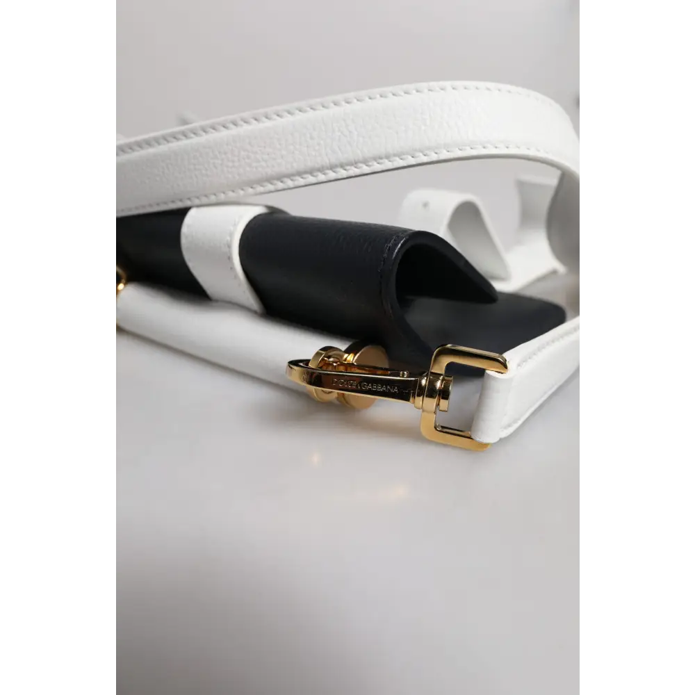 Dolce & Gabbana Blau-Weißes Kalbsleder Crossbody Umhängetasche
