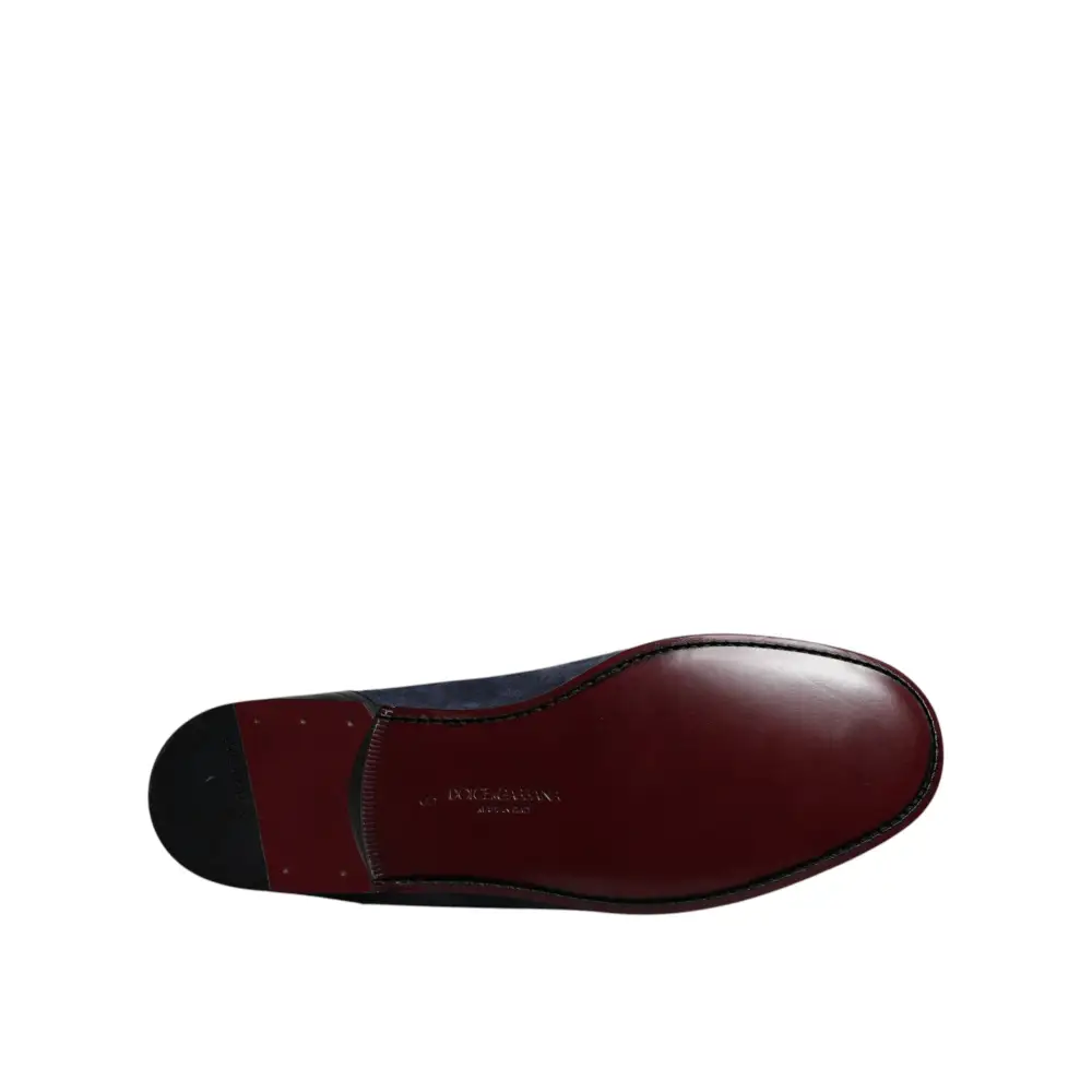 Dolce & Gabbana Blau Wildleder Schuhe Loafer Mokassin Schuhe - EU43/US10