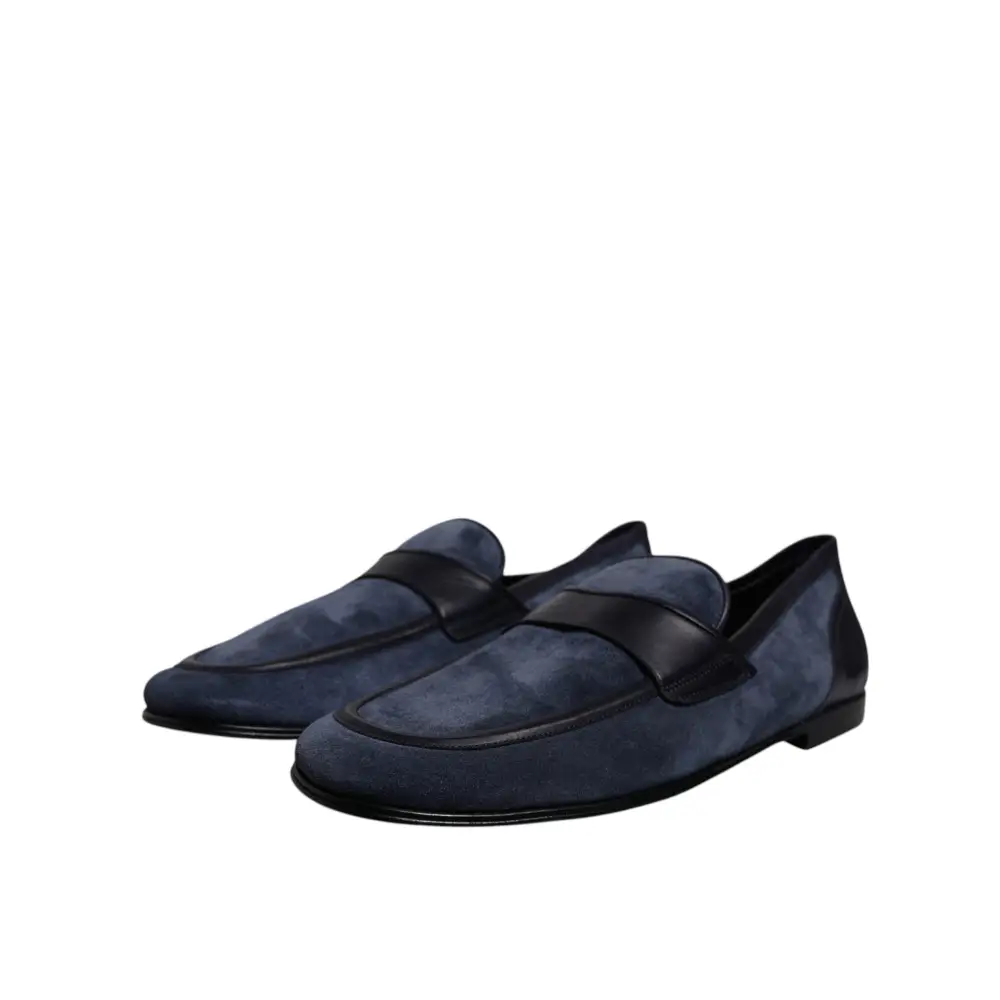 Dolce & Gabbana Blau Wildleder Schuhe Loafer Mokassin Schuhe - EU43/US10