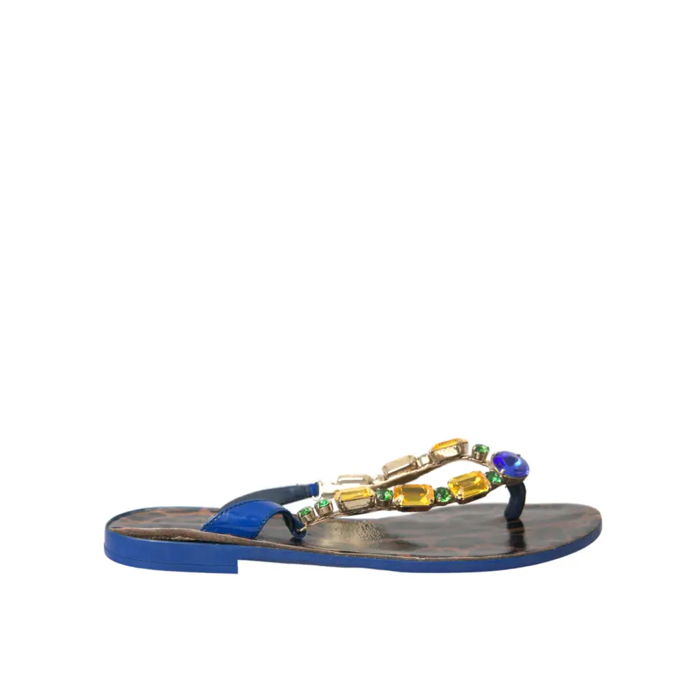 Dolce & Gabbana Blaue Crystal Calf Leder Strandschuhe - EU36/US5.5