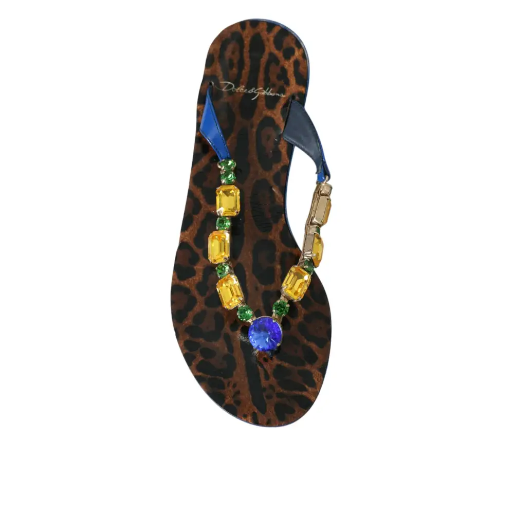 Dolce & Gabbana Blaue Crystal Calf Leder Strandschuhe - EU36/US5.5