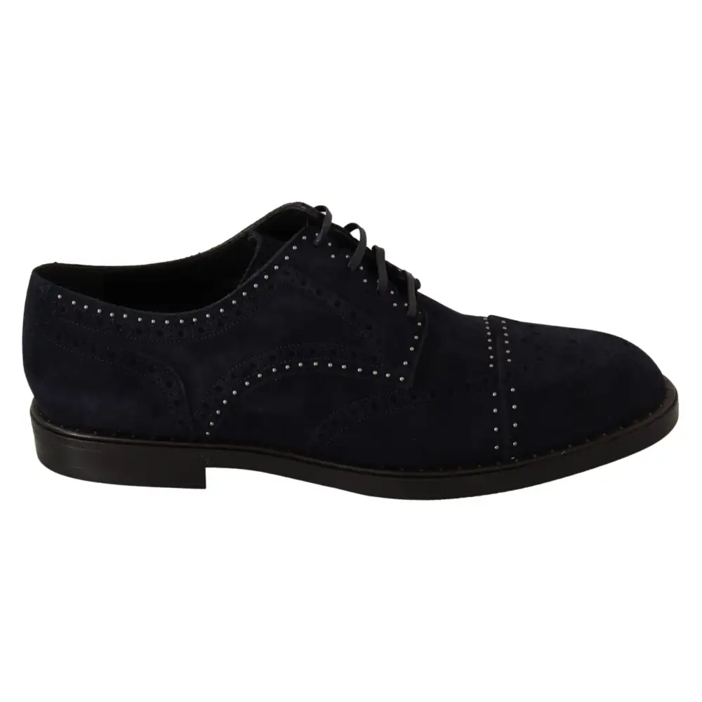 Dolce & Gabbana Blaue Derby-Schuhe aus Wildleder mit Nieten - EU44/US11
