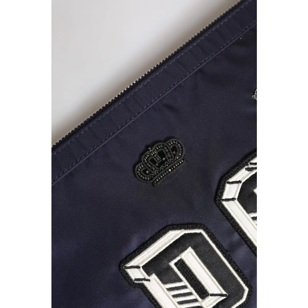 Dolce & Gabbana Blaue DG Logo Patch verschönerte Beutel Clutch Tasche