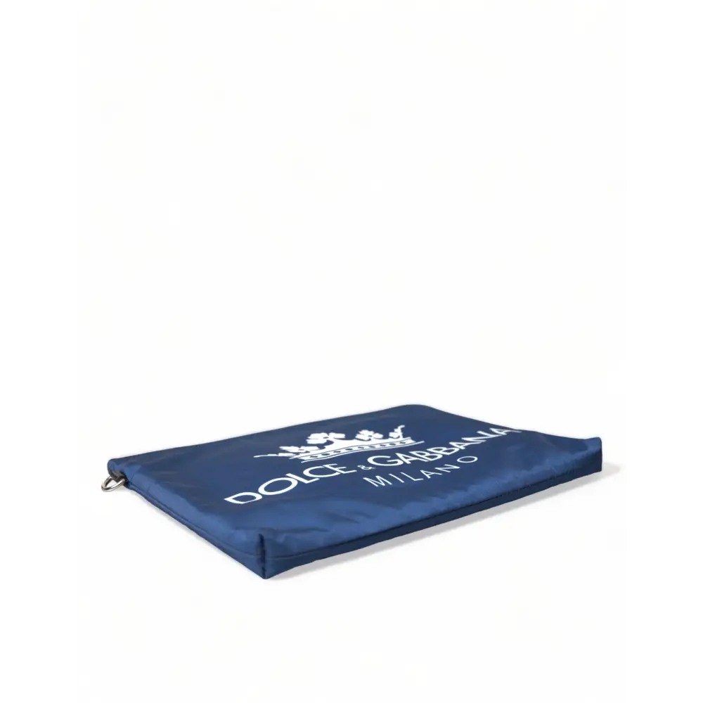 Dolce & Gabbana Blaue DG Milano Print Nylon Pouch Clutch Herren Tasche