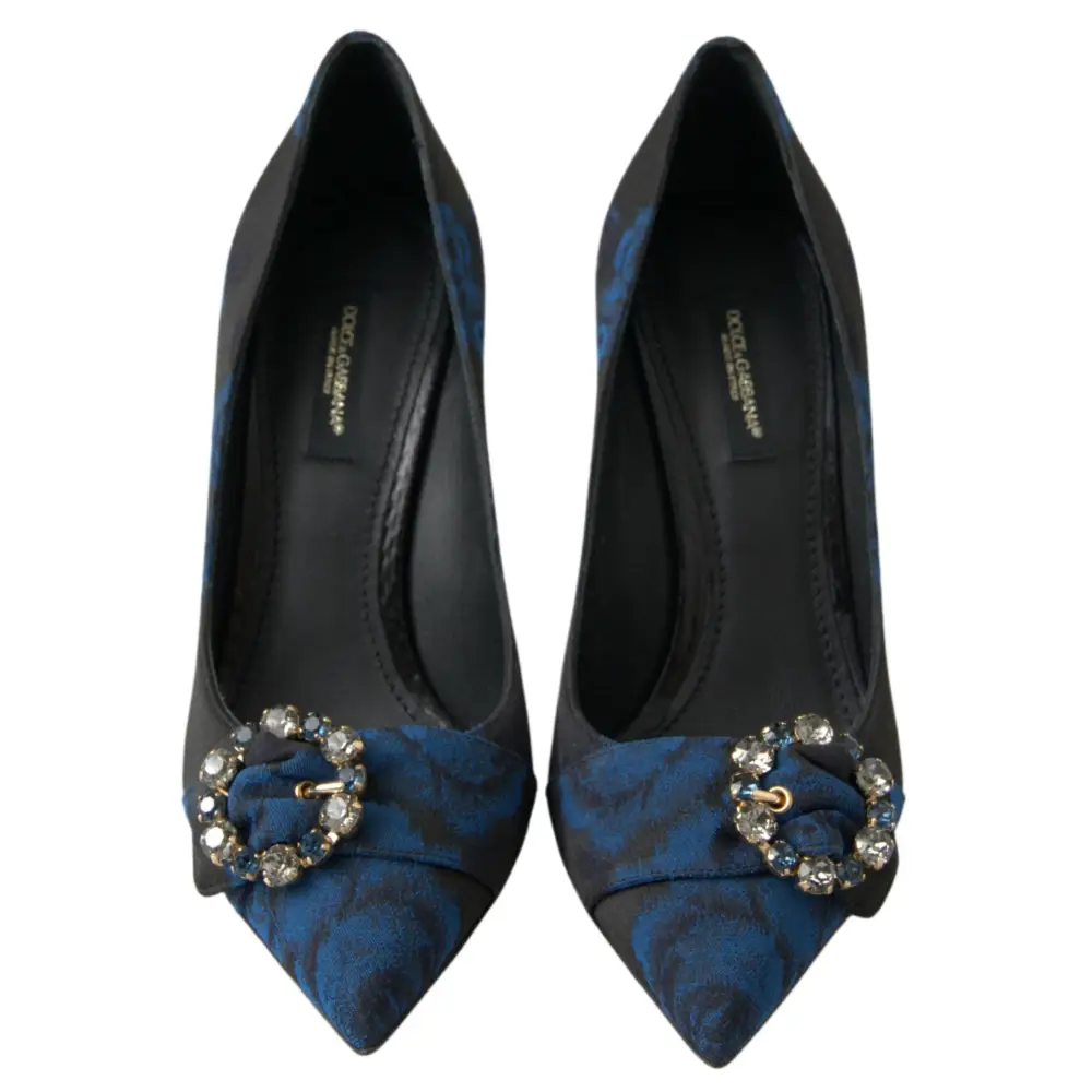 Dolce & Gabbana Blaue Floral Ayers Kristall Pumps Schuhe